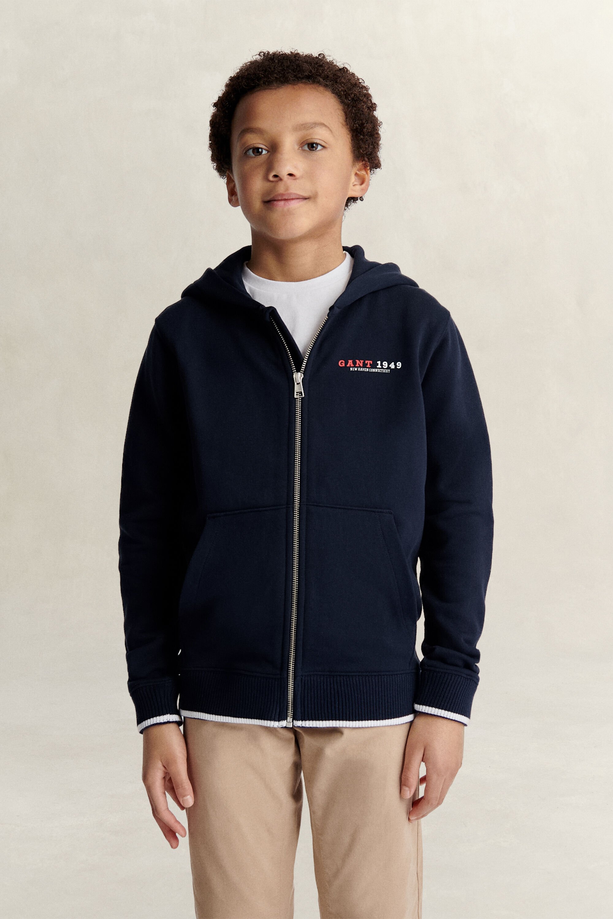 Sweat à capuche zippé avec logo Ado Garçon