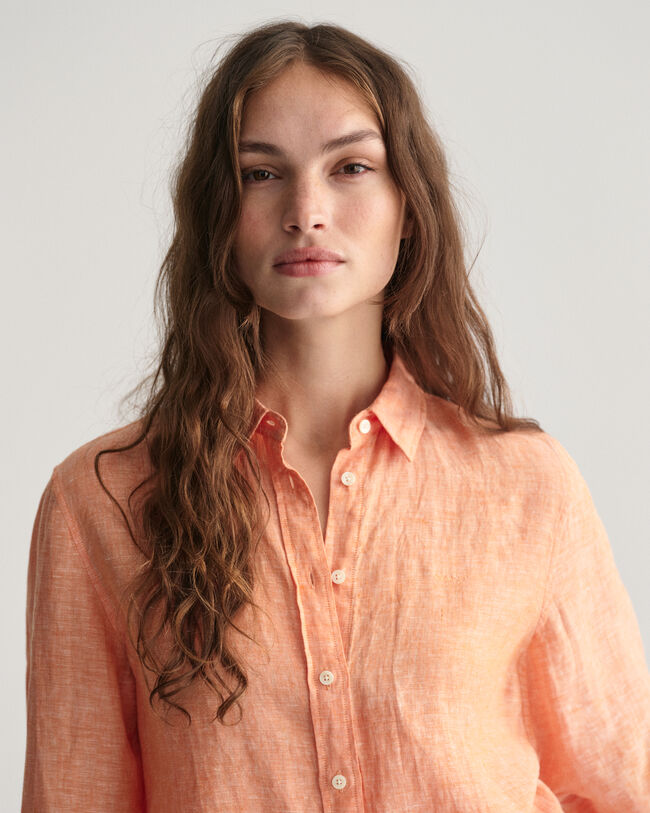 Regular Fit chambray hemd van linnen