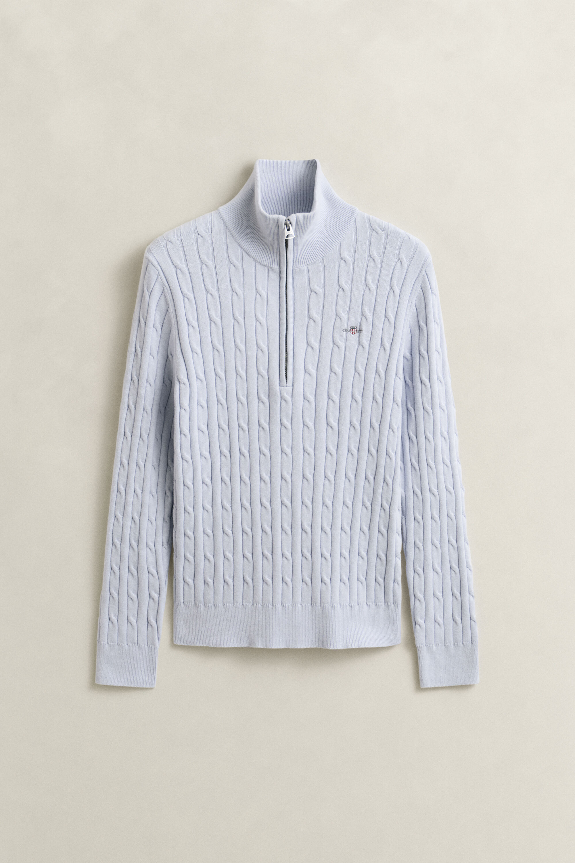 Pull à demi-zip en maille torsadée