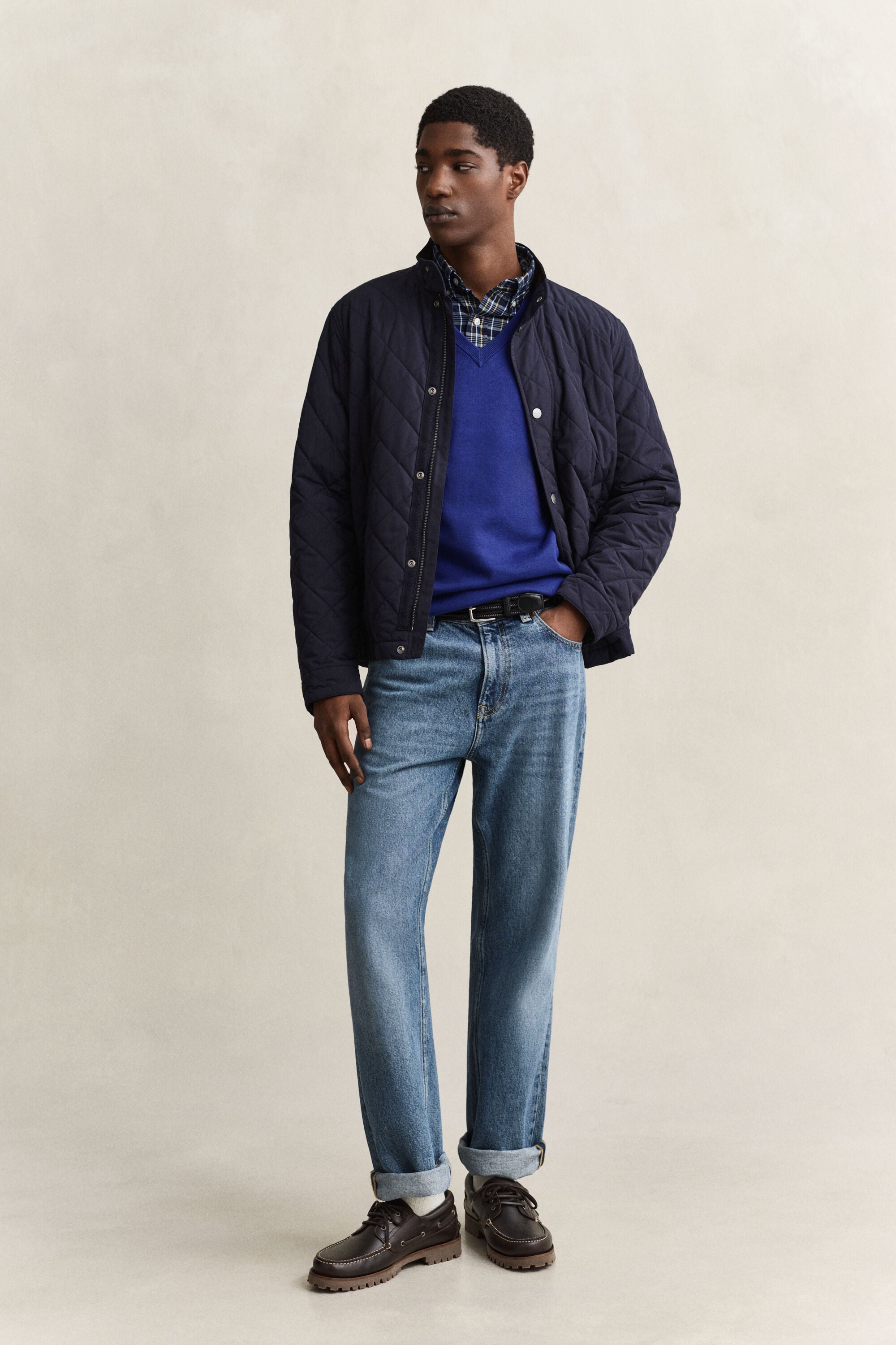 Pull col V en coton classique