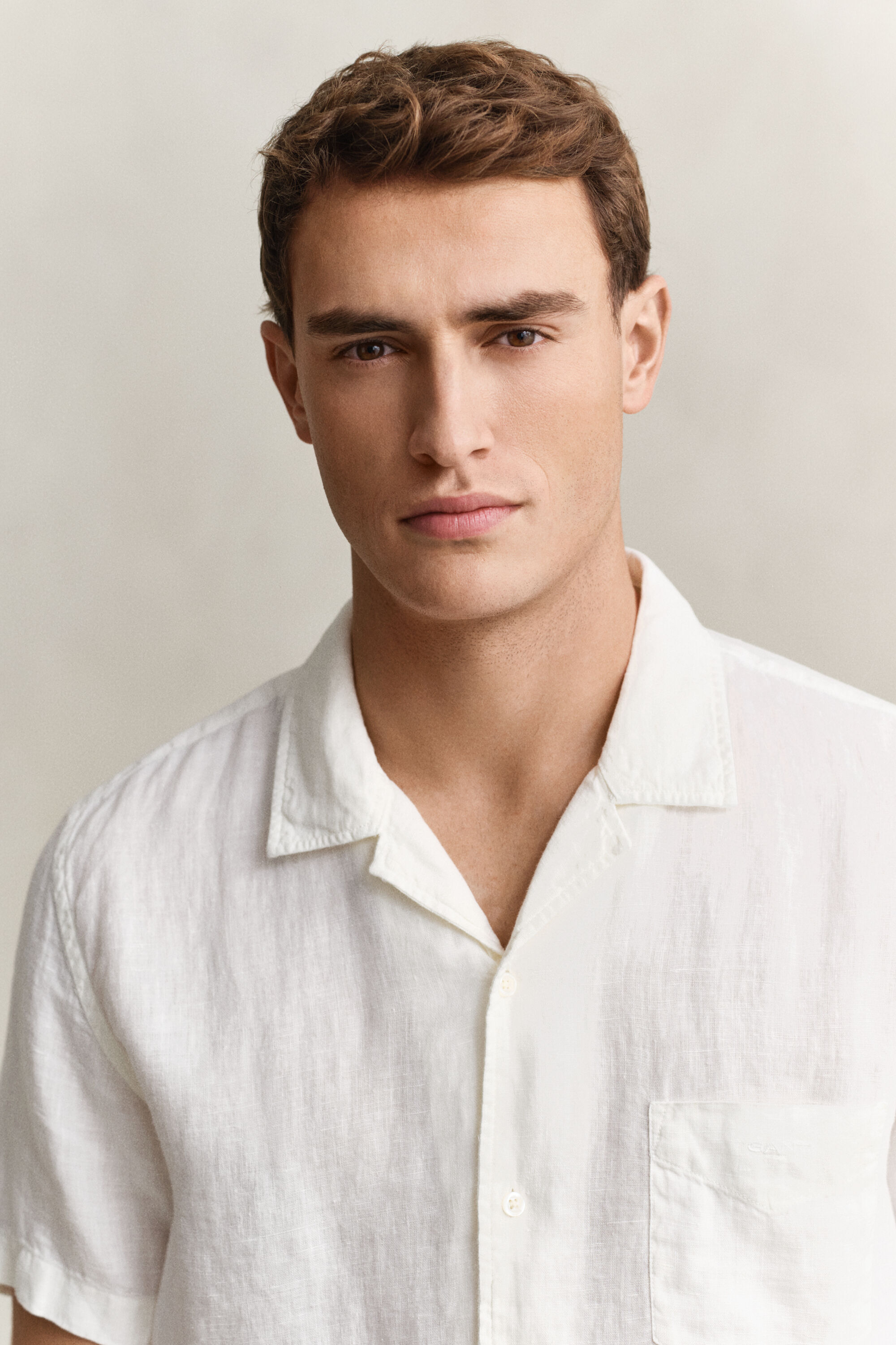 Linnen overhemd met korte mouwen