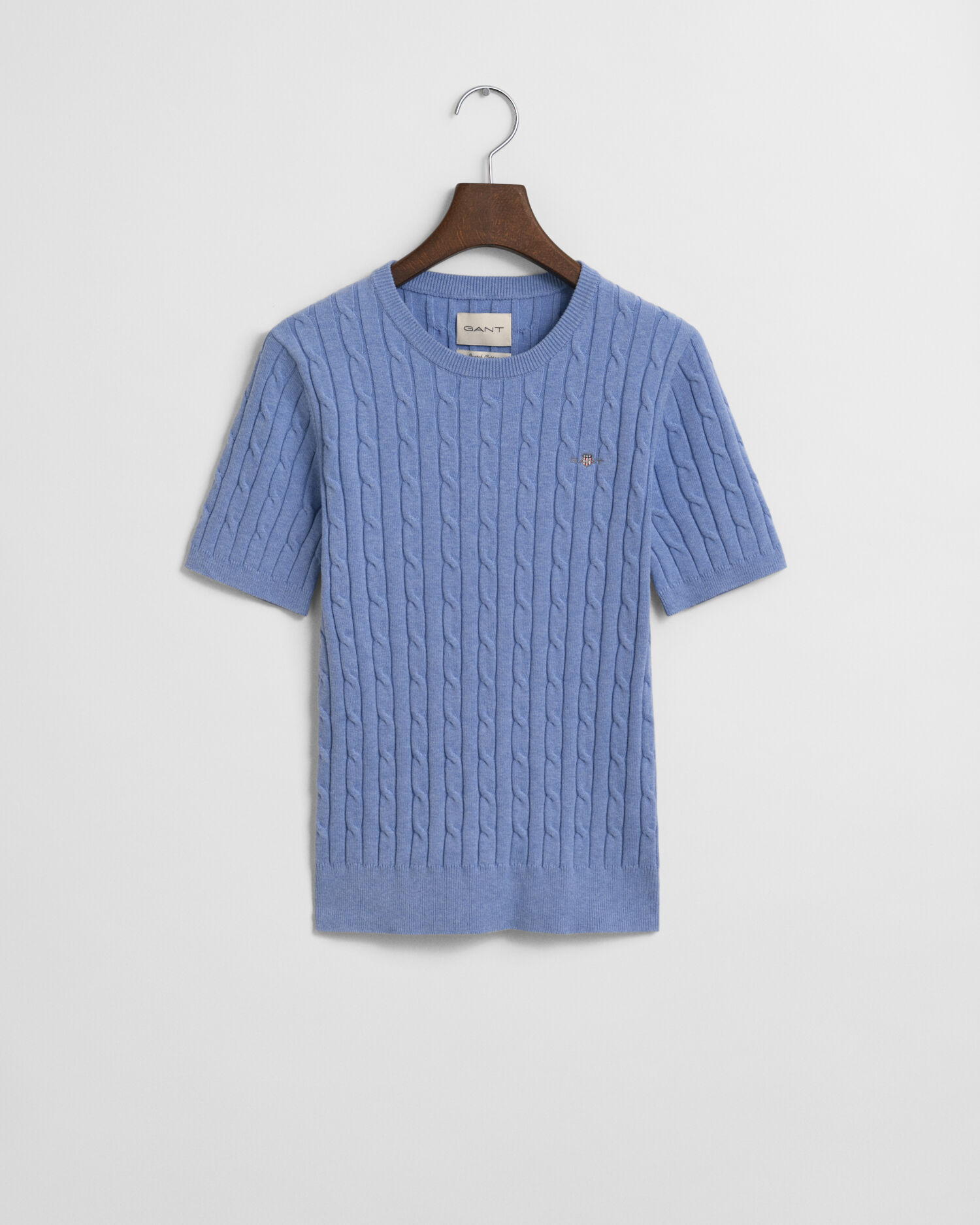 Gebreide kabeltrui van stretchkatoen