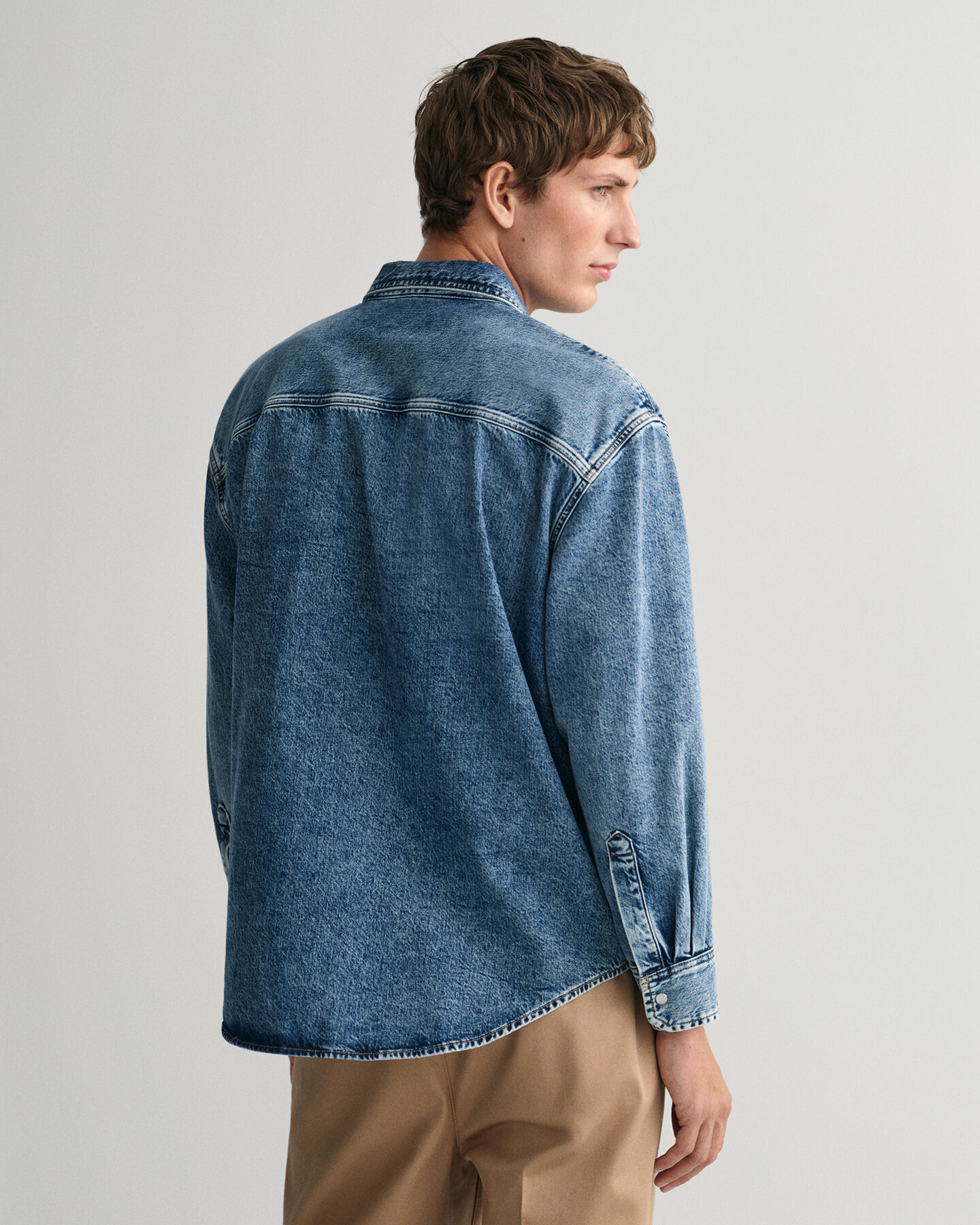 Oversized Heavy overhemd van verwassen denim