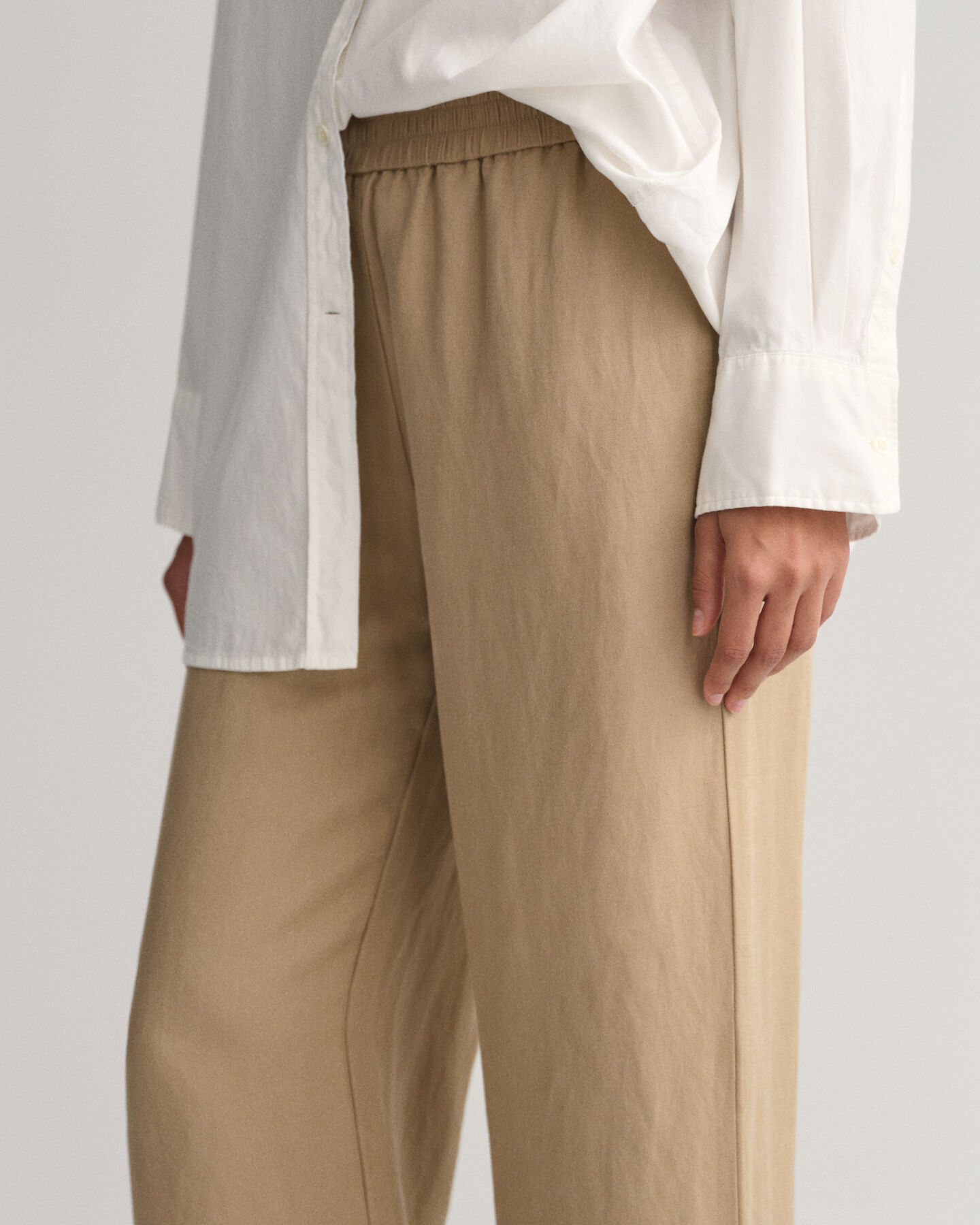Pantalon &agrave; enfiler en lin et viscose
