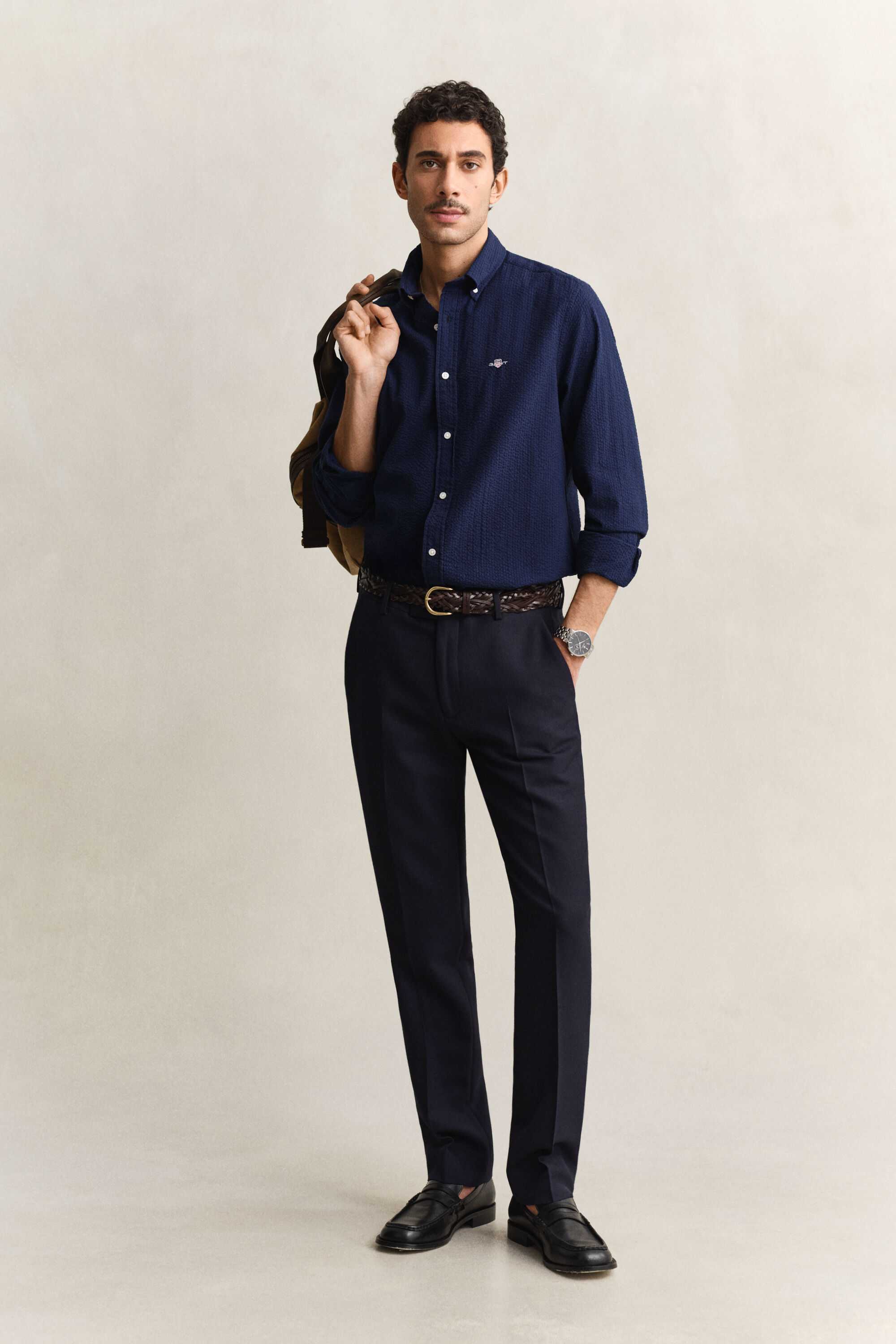 Regular Fit Seersucker overhemd