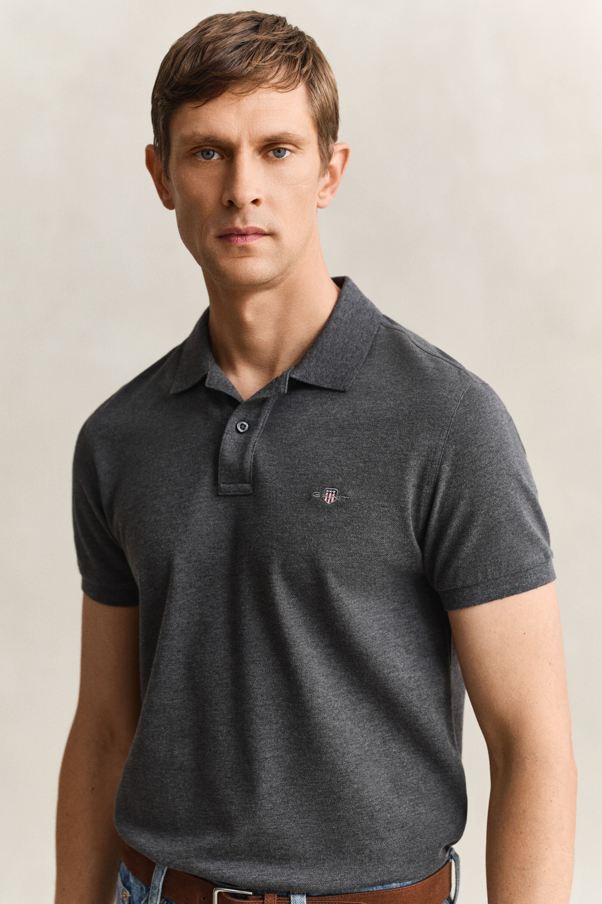 Slim Fit Shield piqué poloshirt