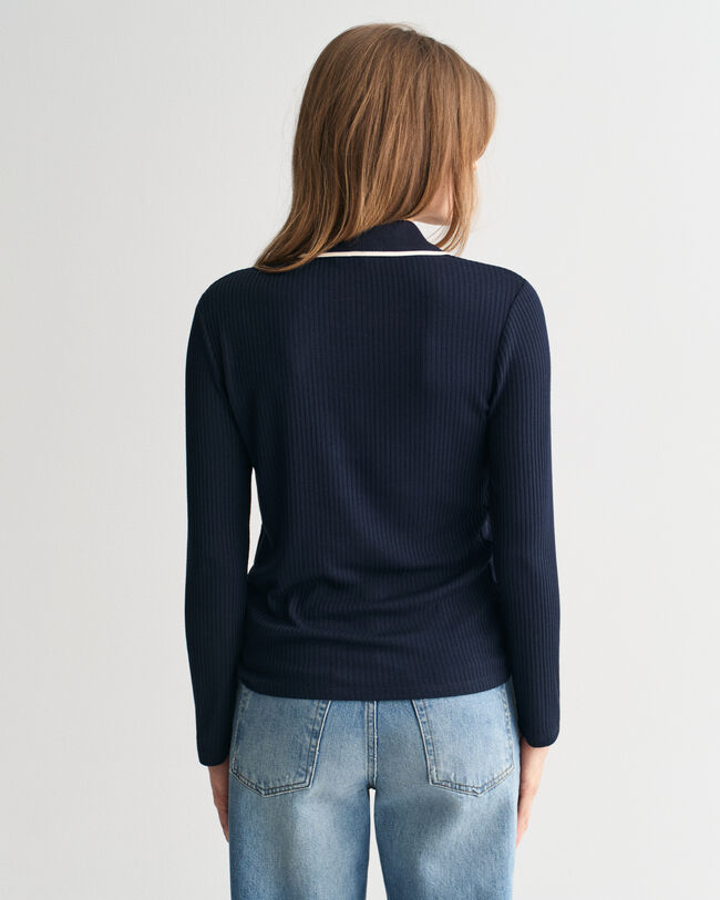 Polo côtelé à manches longues