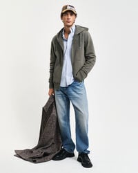 Gebosseleerde hoodie met ritssluiting