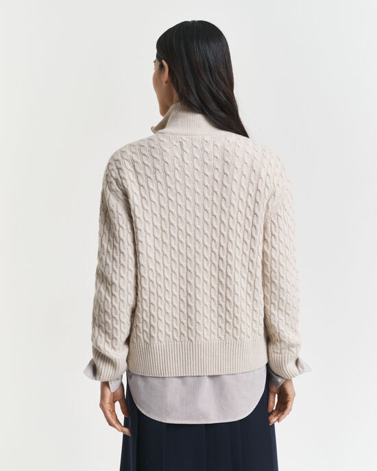 Cardigan zippé en maille torsadée