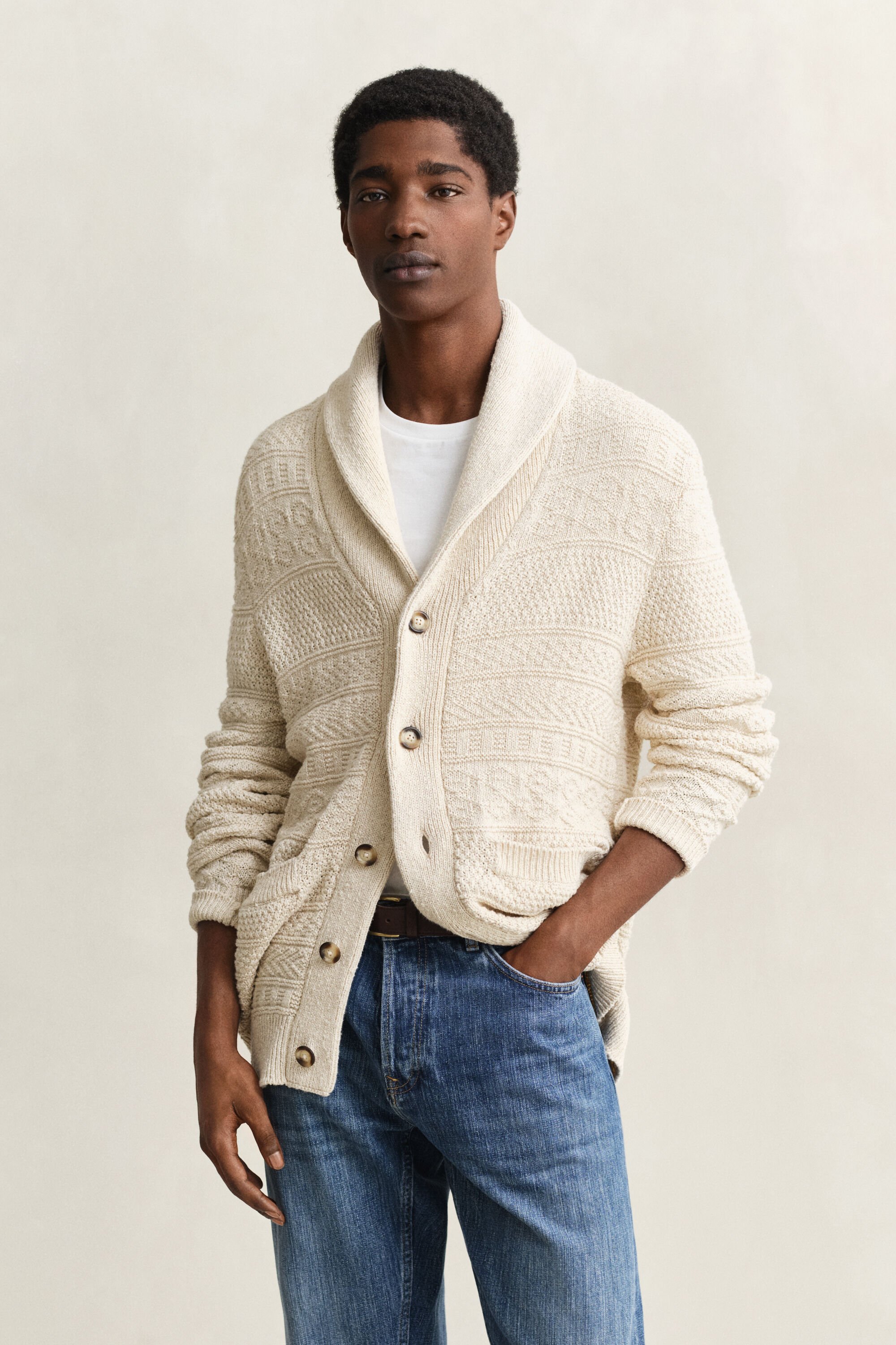 Cardigan en coton mélangé texturé