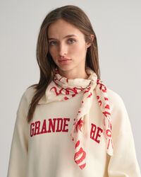 Sjaal met tekstprint van katoen en zijde