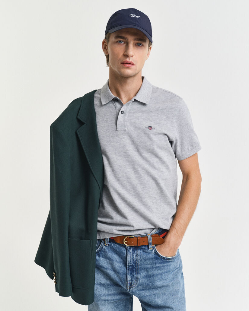 Polo coupe slim en coton piqué Shield