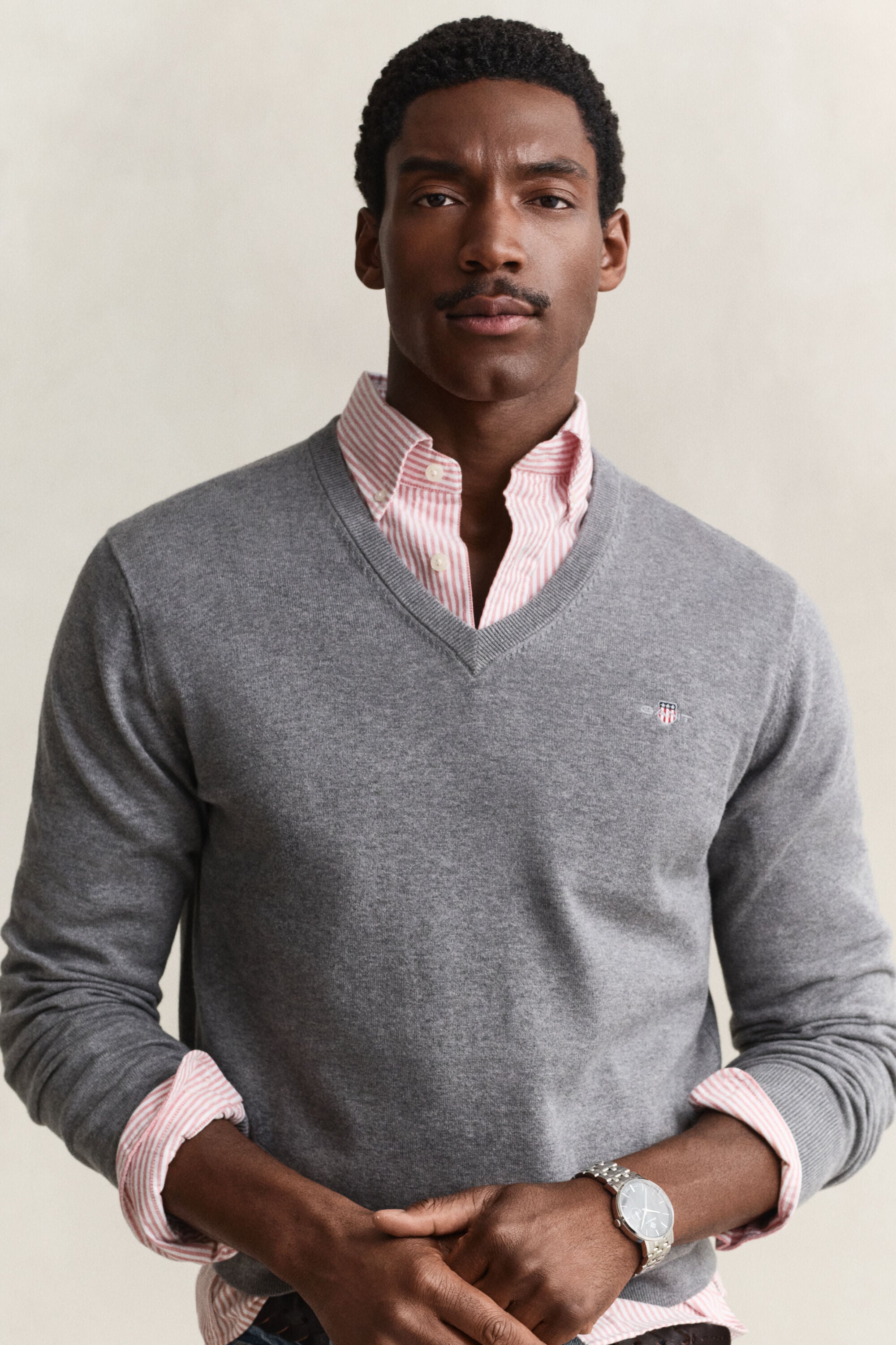 Pull col V en coton classique