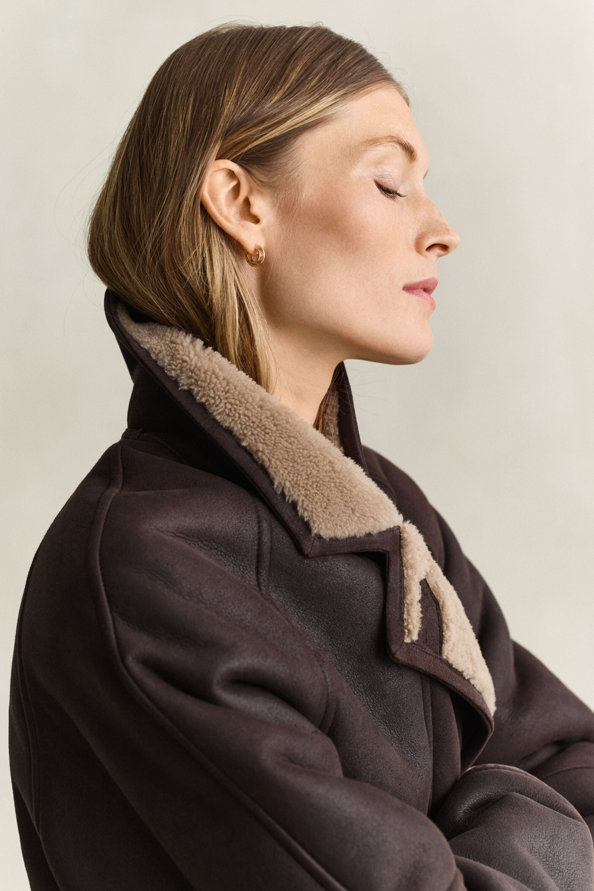 Veste en peau lainée