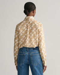 Regular Fit G Patterned hemd van katoen en zijde