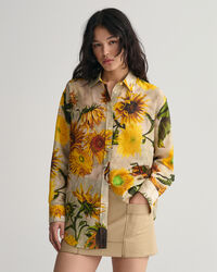 Relaxed Fit Sunflower-print overhemd van katoenzijde