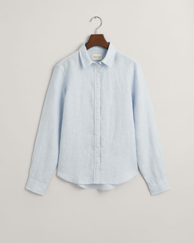 Chemise regular fit en chambray de lin