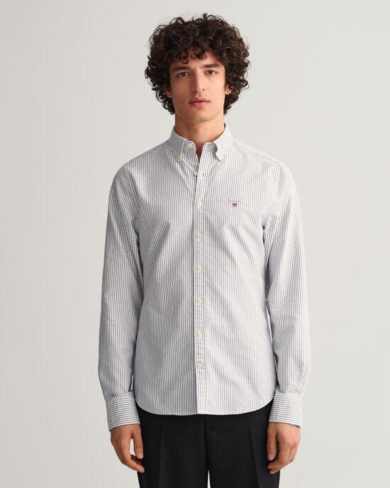 Chemise slim fit en coton Oxford à rayures Banker