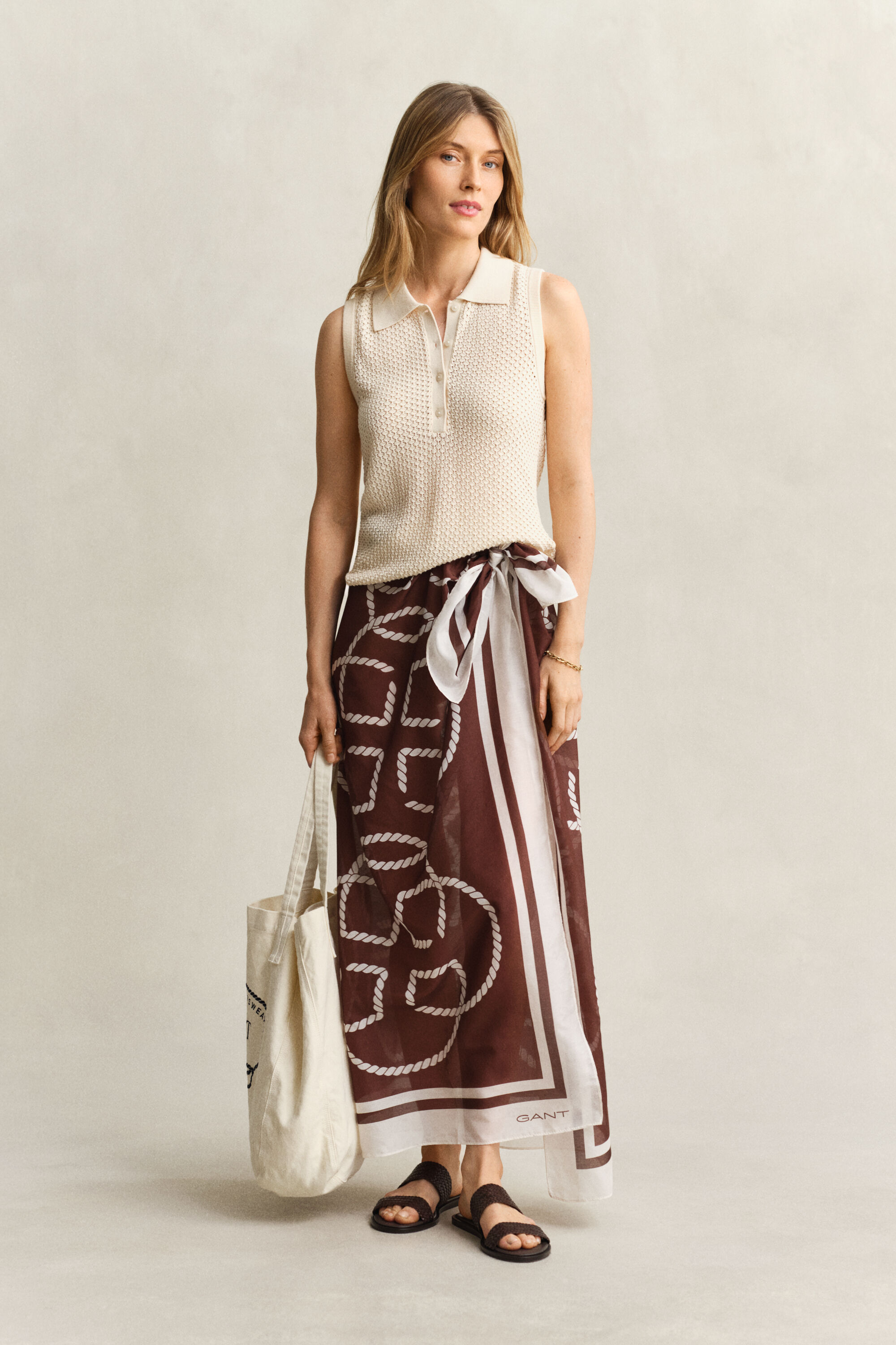 Haut sans manches en maille ajourée