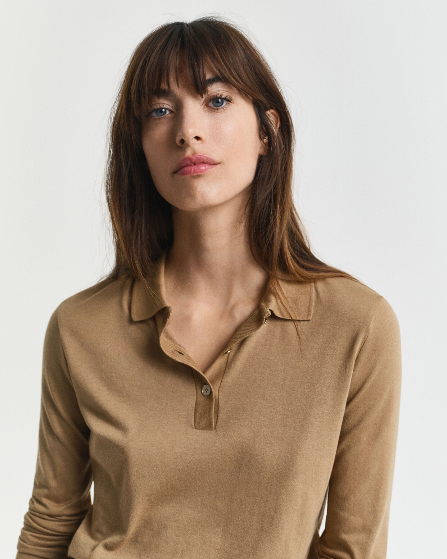 Polo boutonné sans coutures à manches longues