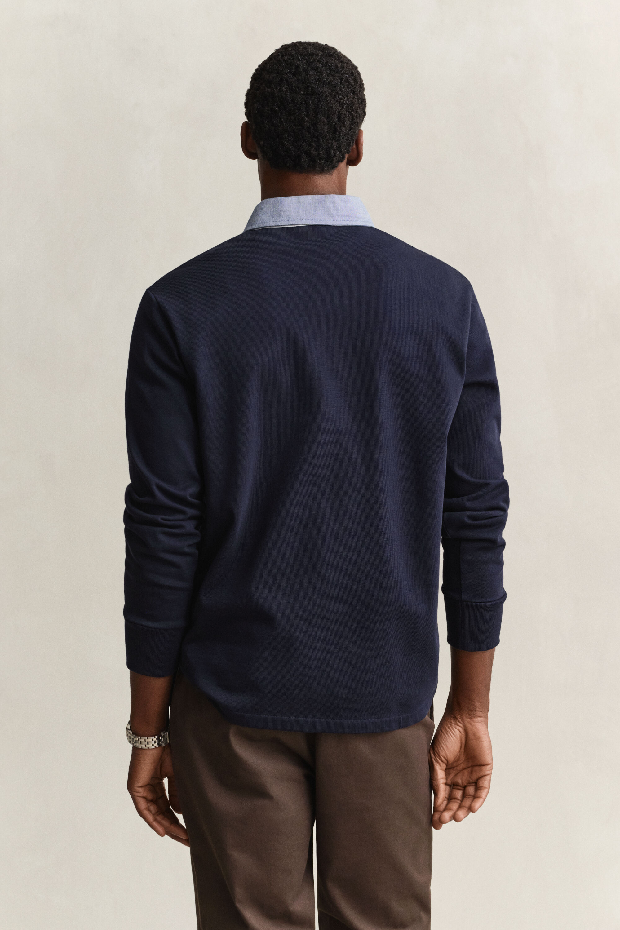 Heavy Rugger met chambray kraag