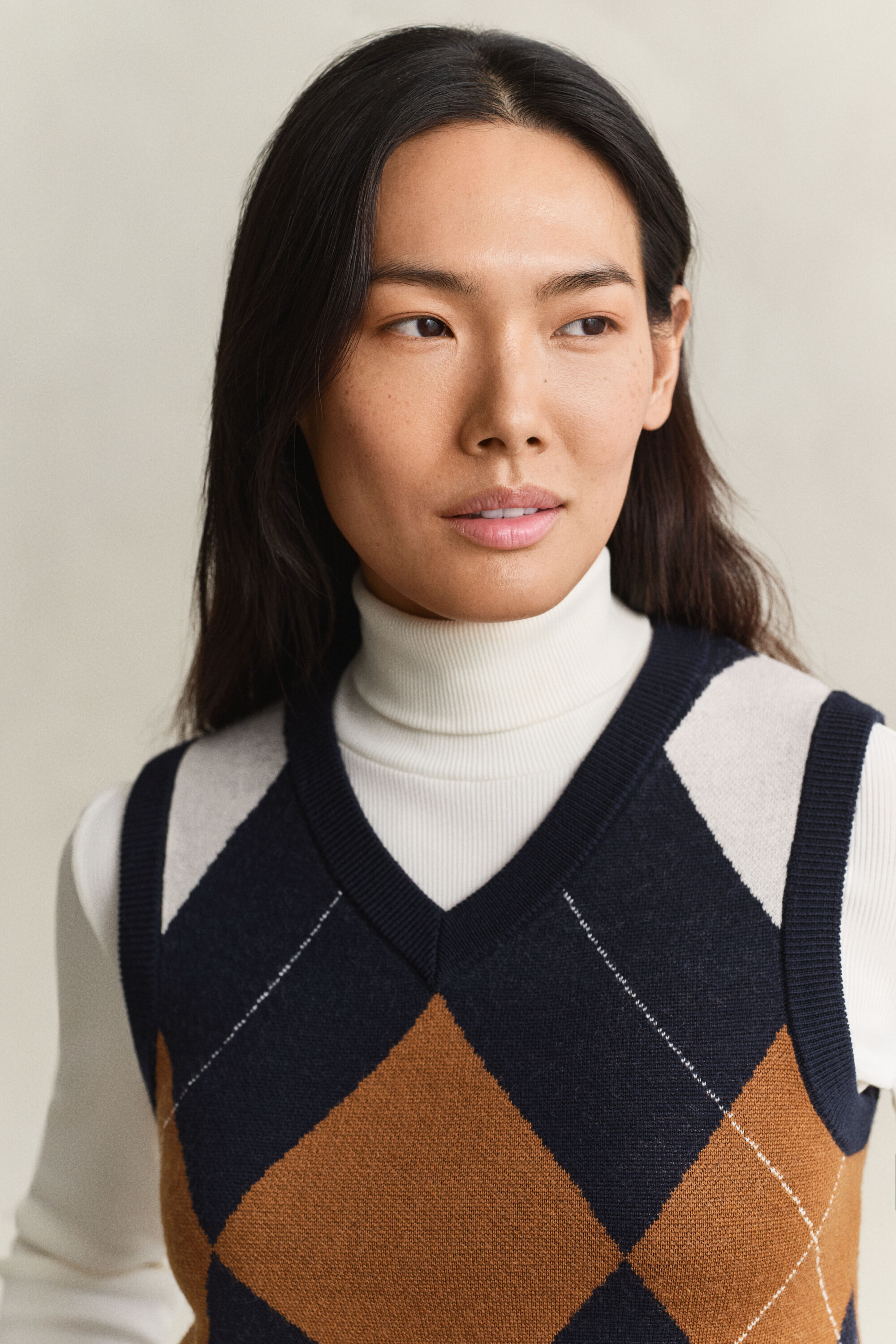 Gebreide wollen spencer met Argyle-patroon