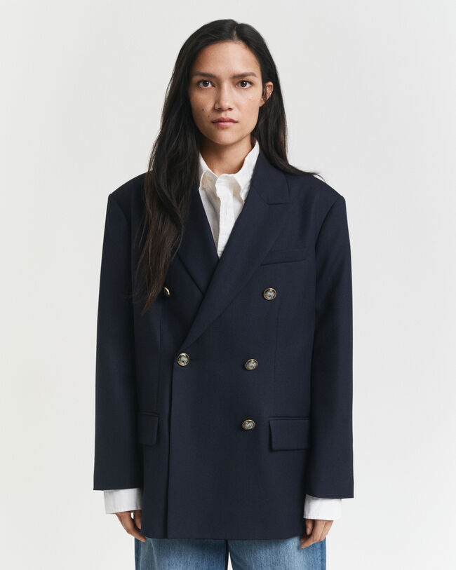 Veste blazer ultra-ample en laine Hopsack
