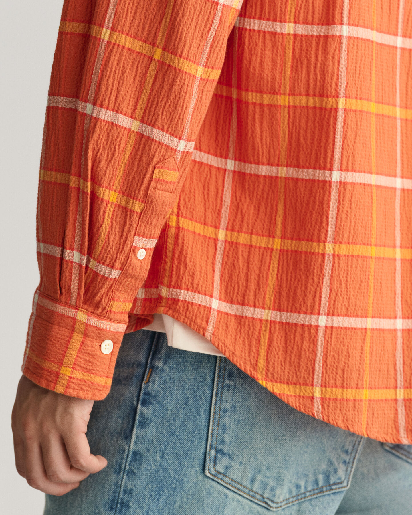 Chemise ultra-ample texturée à carreaux