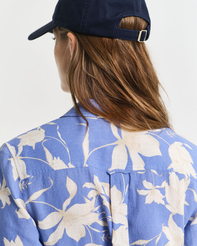 Robe-chemise en lin à imprimé floral