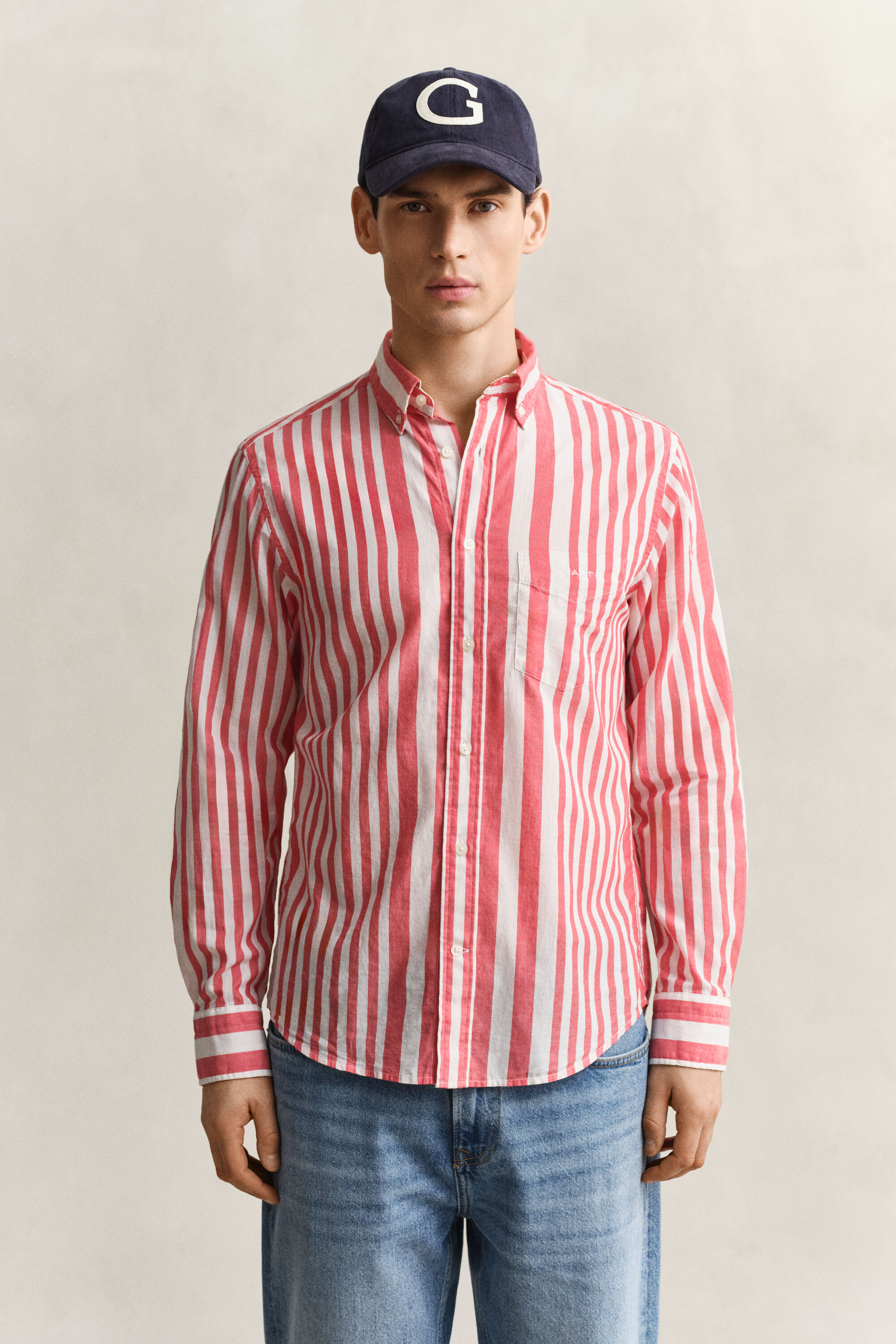 Chemise en voile de coton à rayures