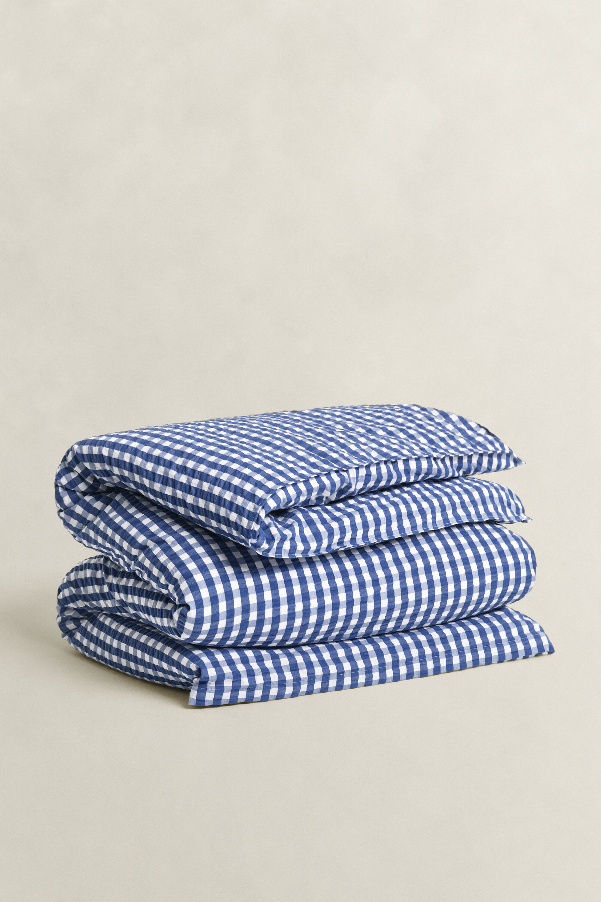 Housse de couette simple en seersucker à carreaux
