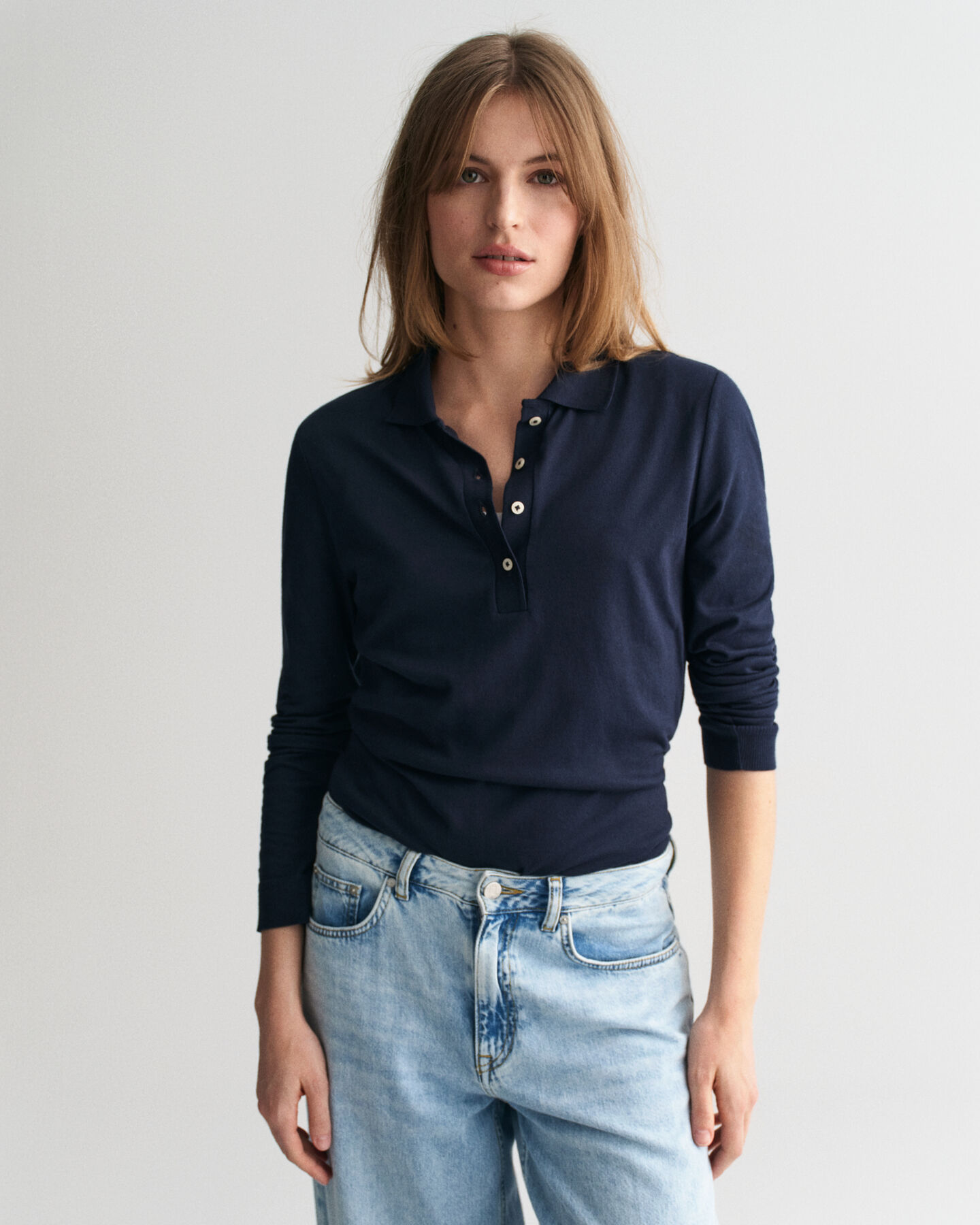 Naadloos poloshirt met lange mouwen