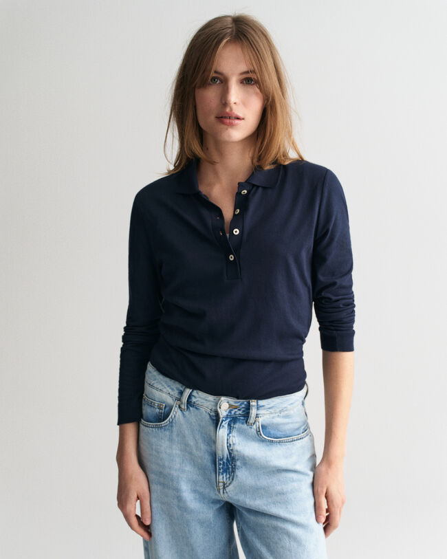 Naadloos poloshirt met lange mouwen