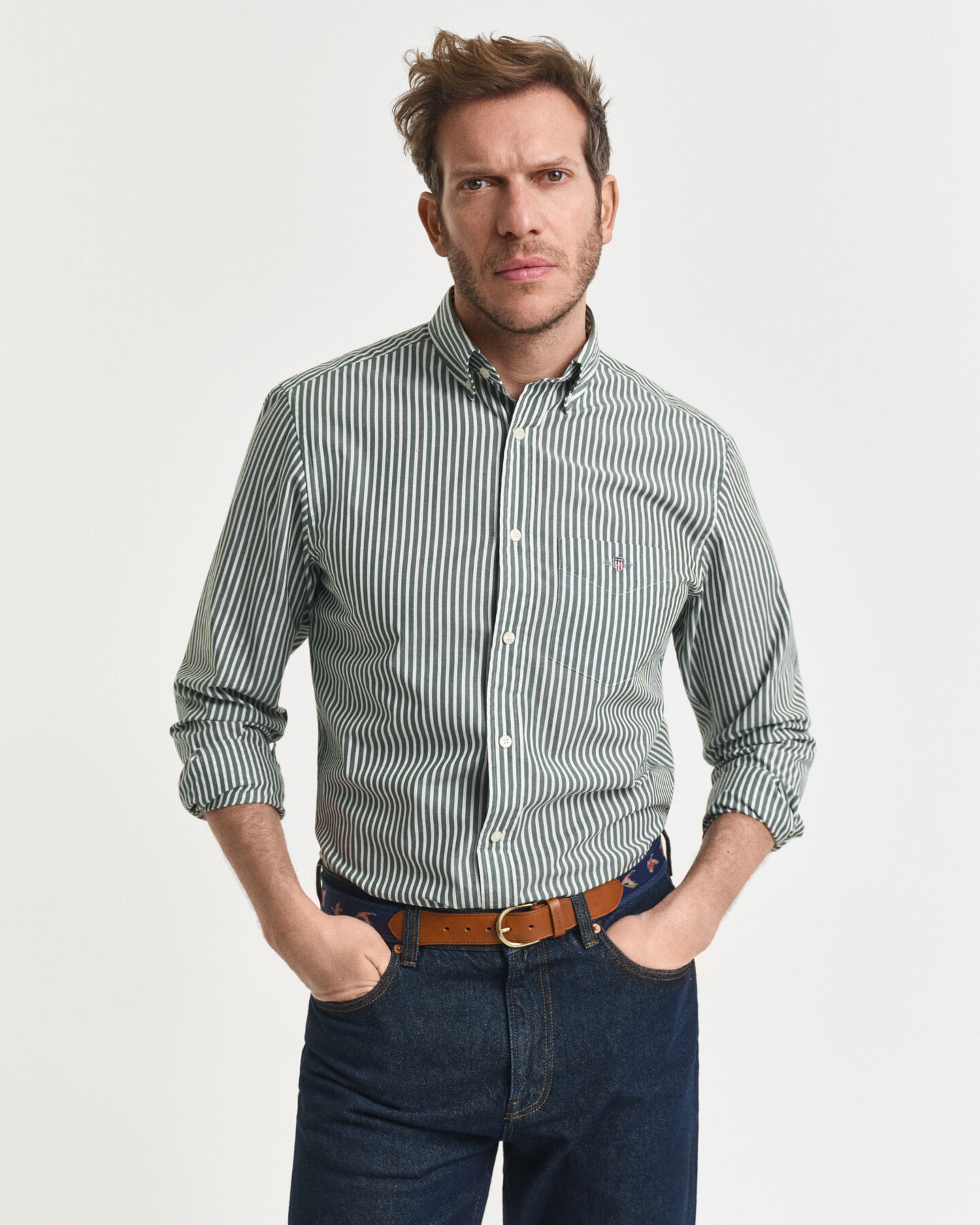 Chemise coupe regular en popeline à rayures classique