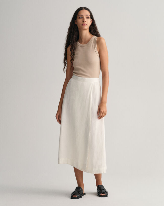 Halflange rok van linnen en viscose