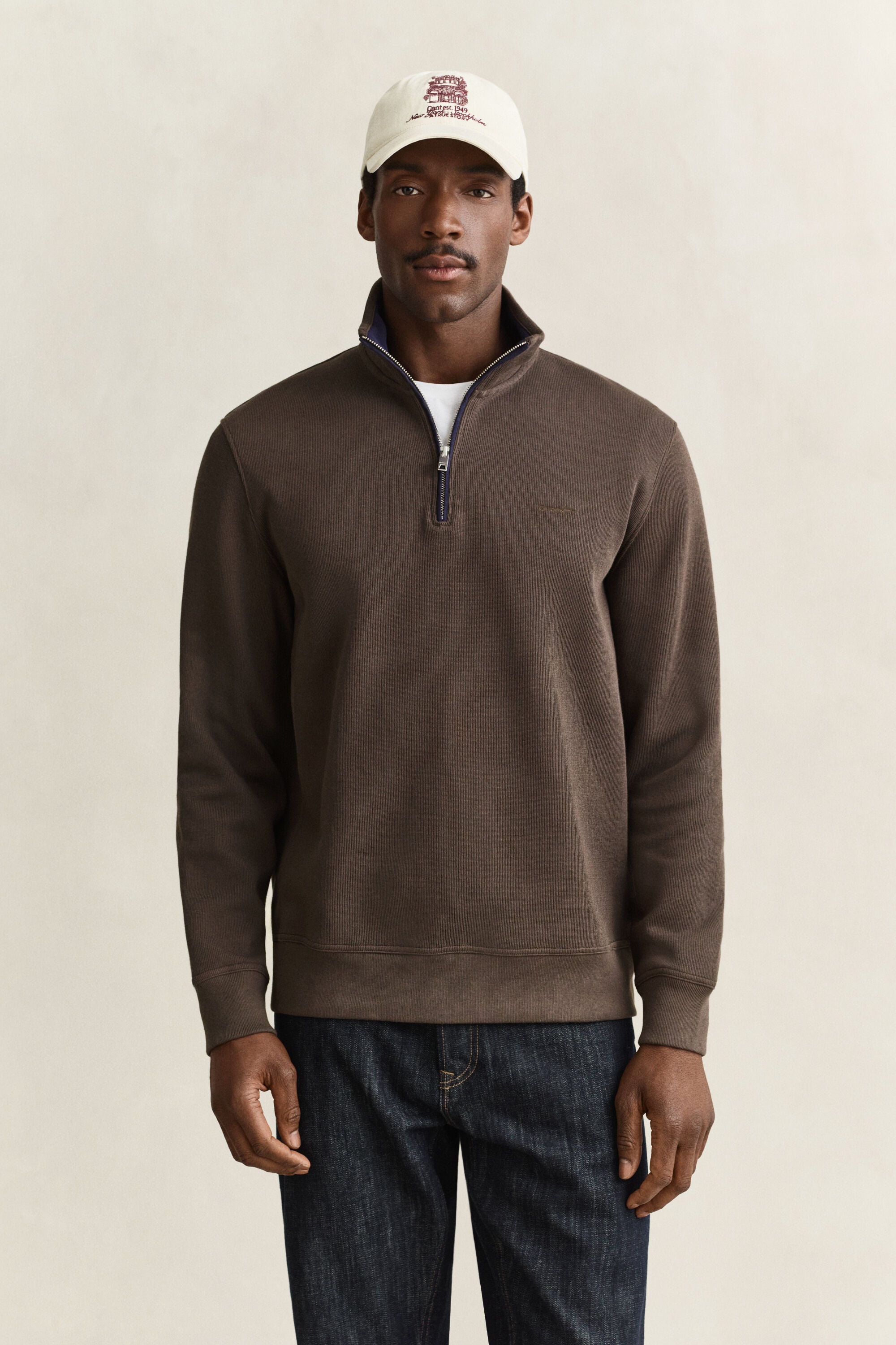 Sacker Rib sweatshirt met korte rits