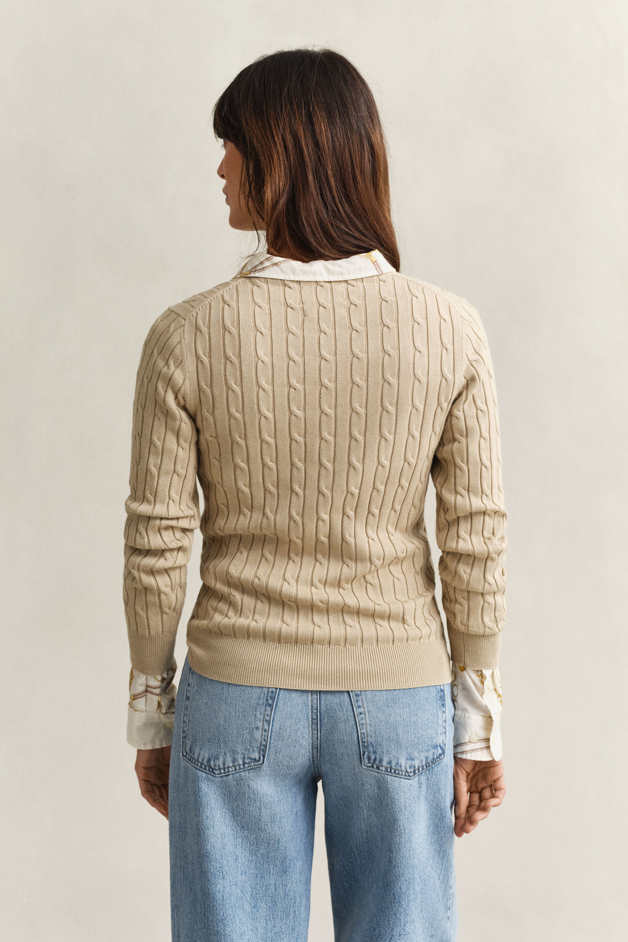 Pull col rond en maille torsadée