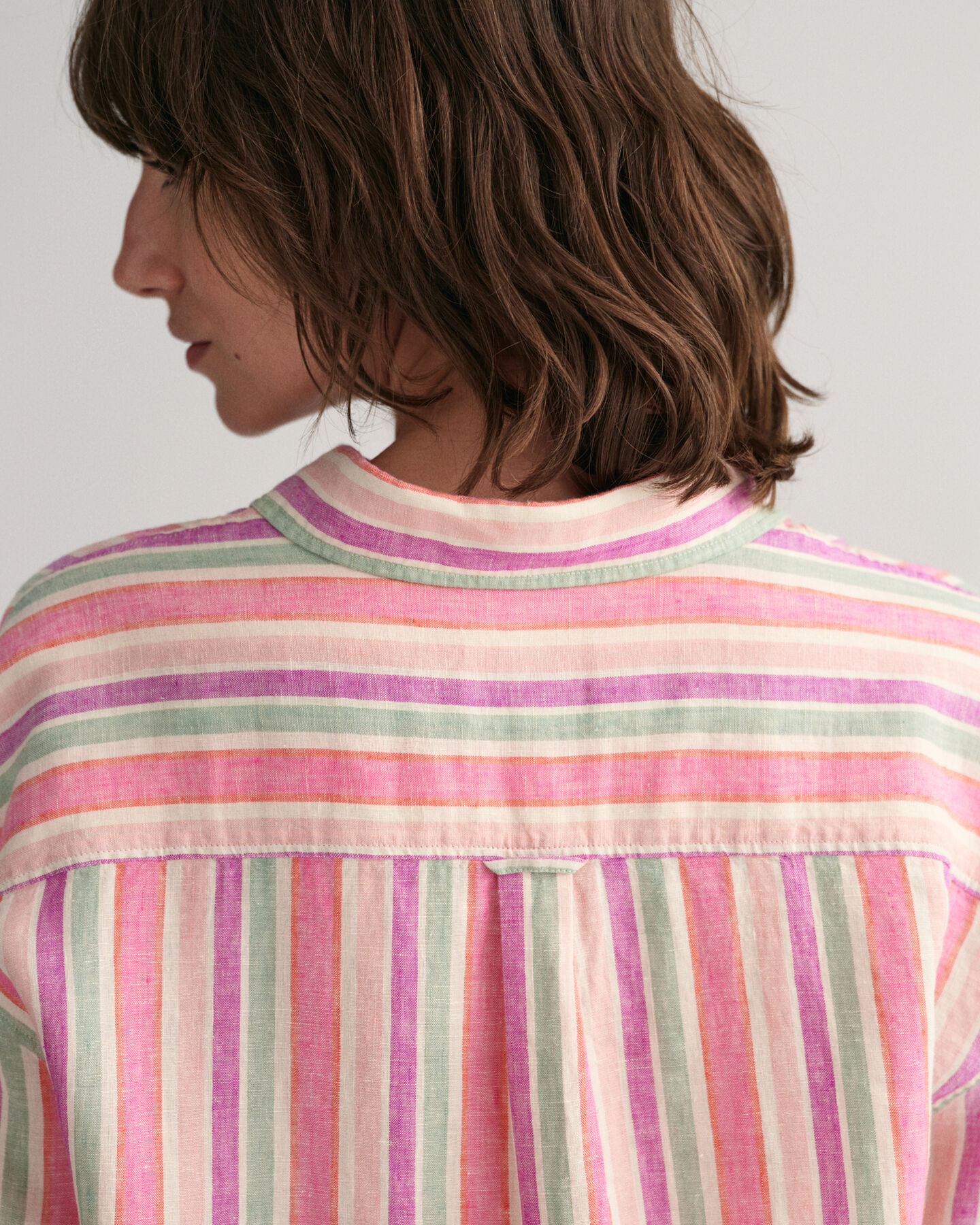 Linnen overhemdjurk met veelkleurige strepen