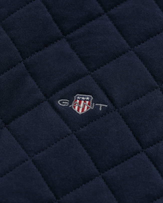 Sweat-shirt zippé matelassé avec col en velours côtelé