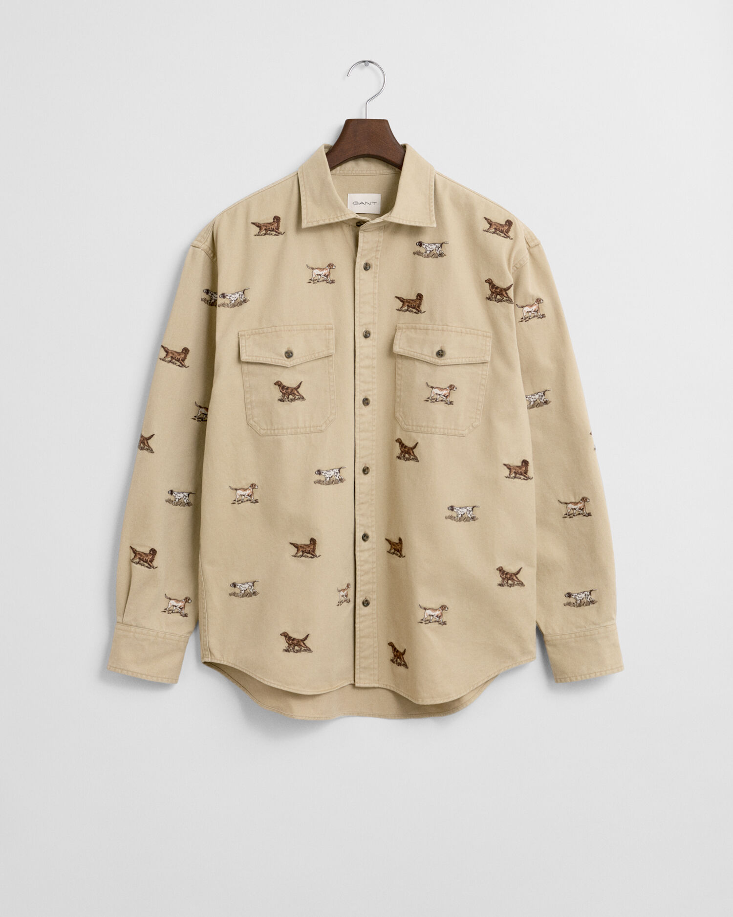 Relaxed Fit geborduurd hemd van keperstof