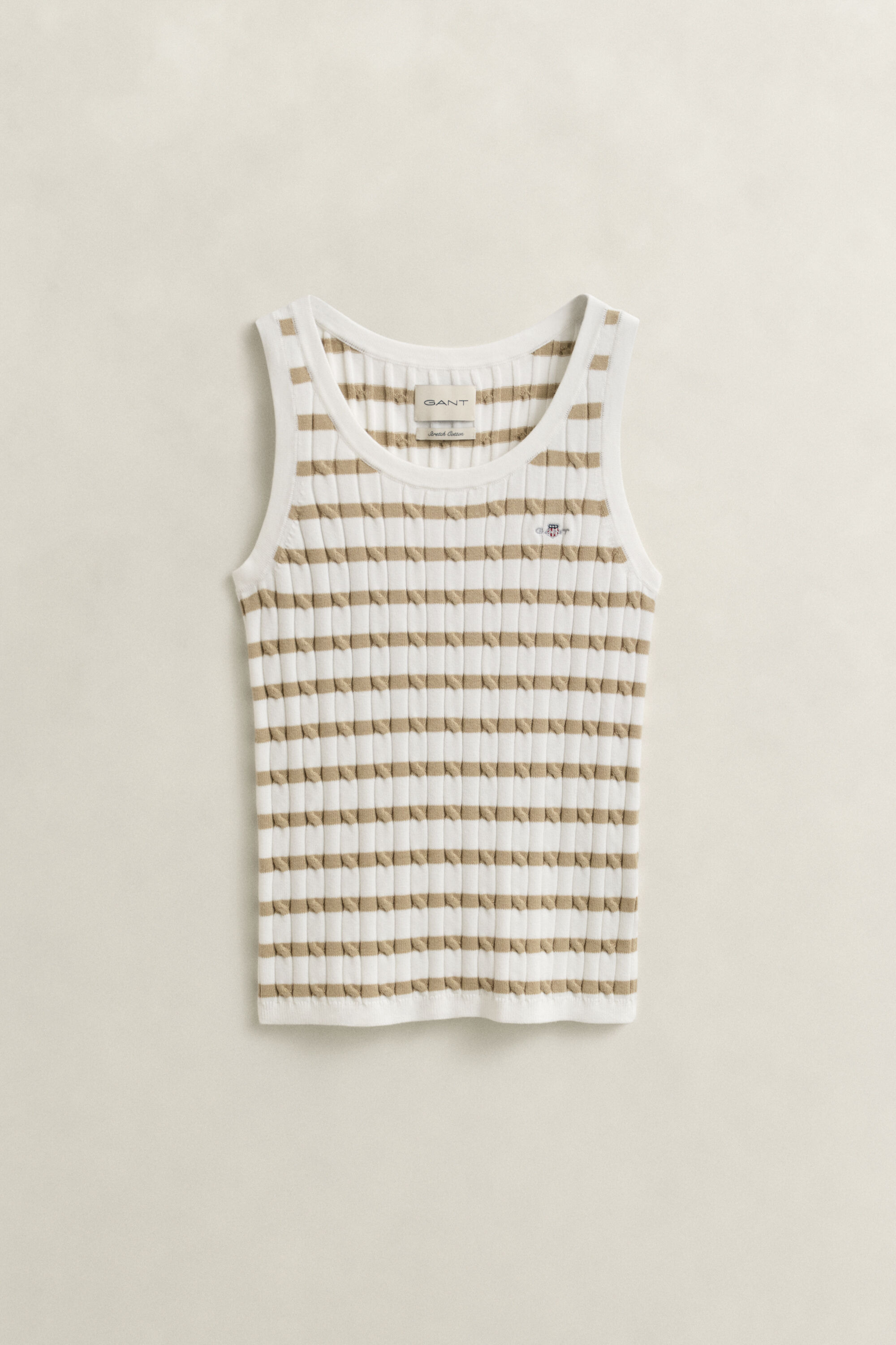 Kabelgebreide tanktop met strepen