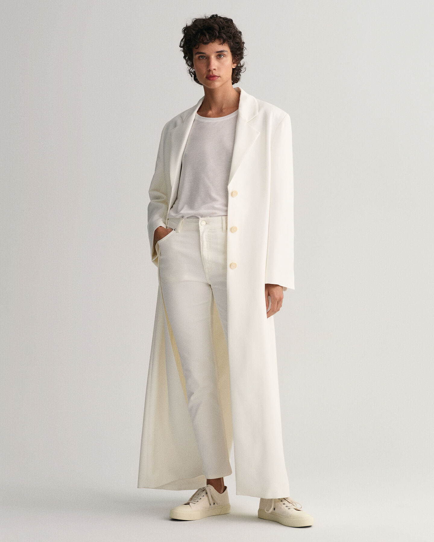 Witte iets kortere Slim Fit jeans