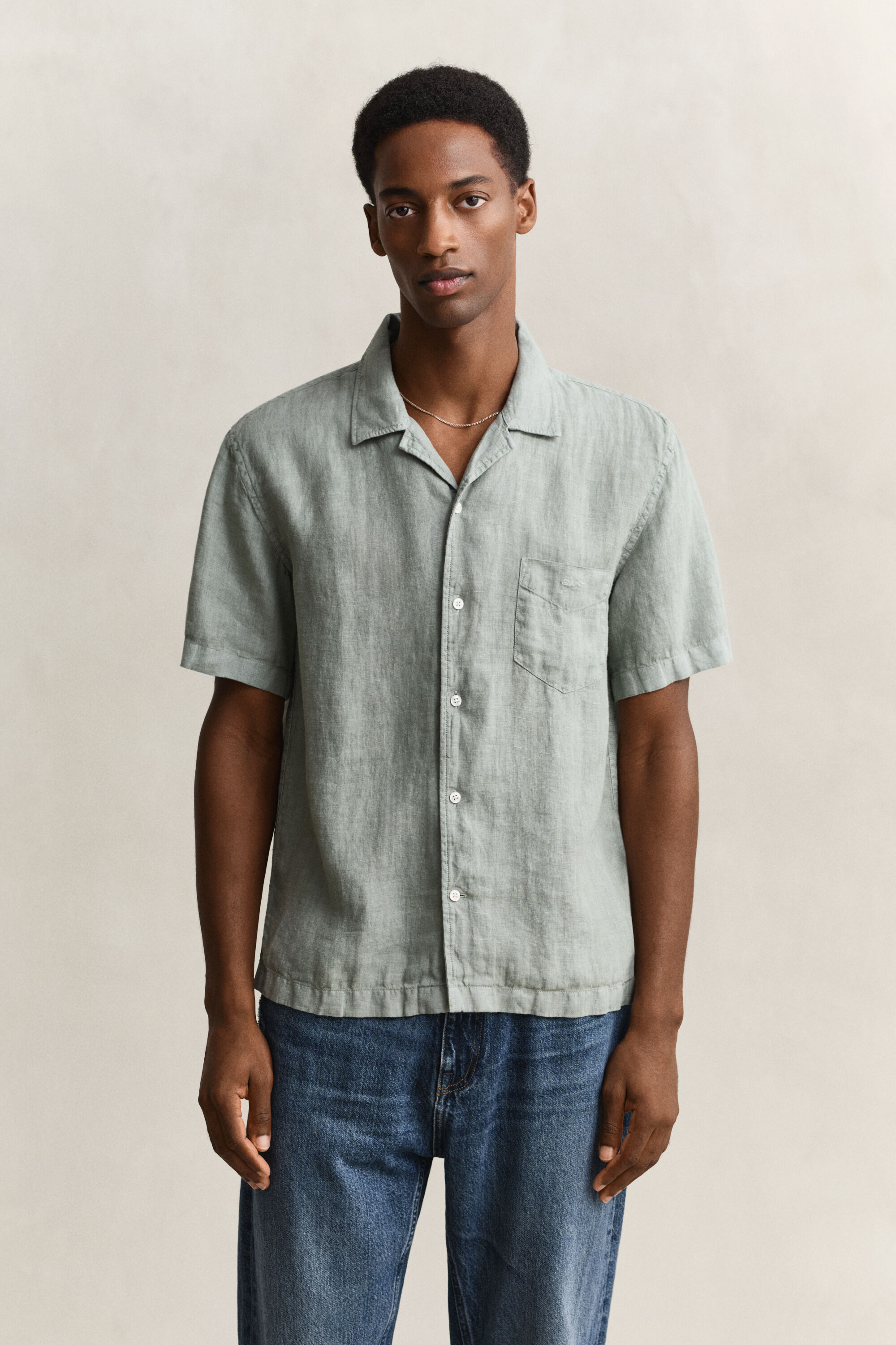 Chemise à manches courtes en lin