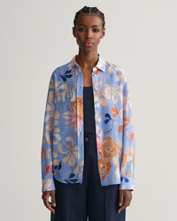 Regular Fit overhemd met bloemenprint van katoen en zijde