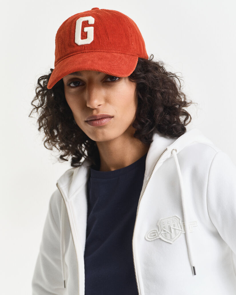 Sweat à capuche zippé avec écusson ton sur ton