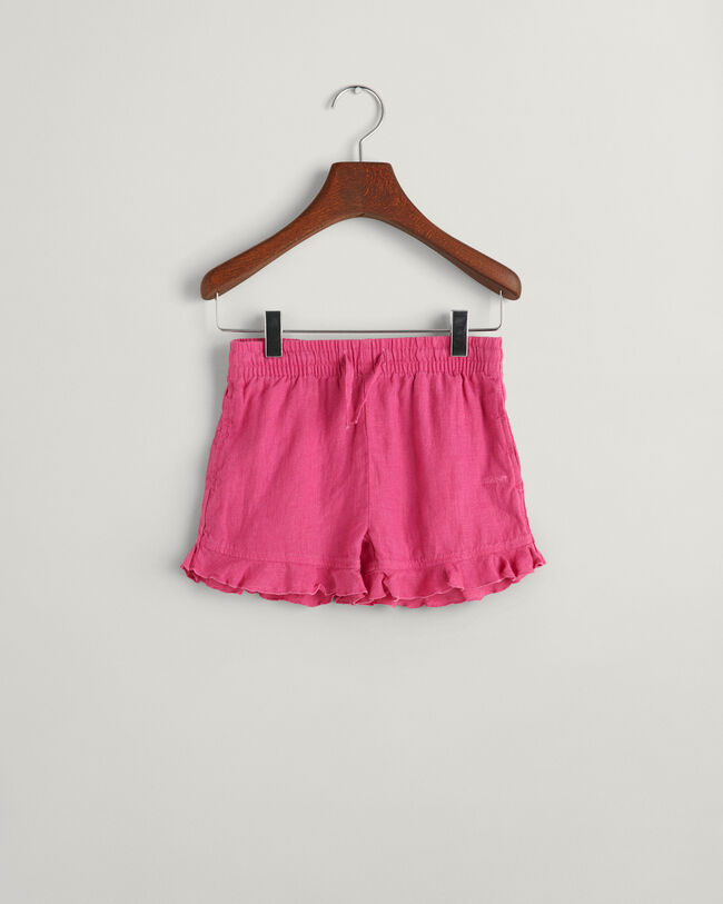 Girls linnen short met ruches