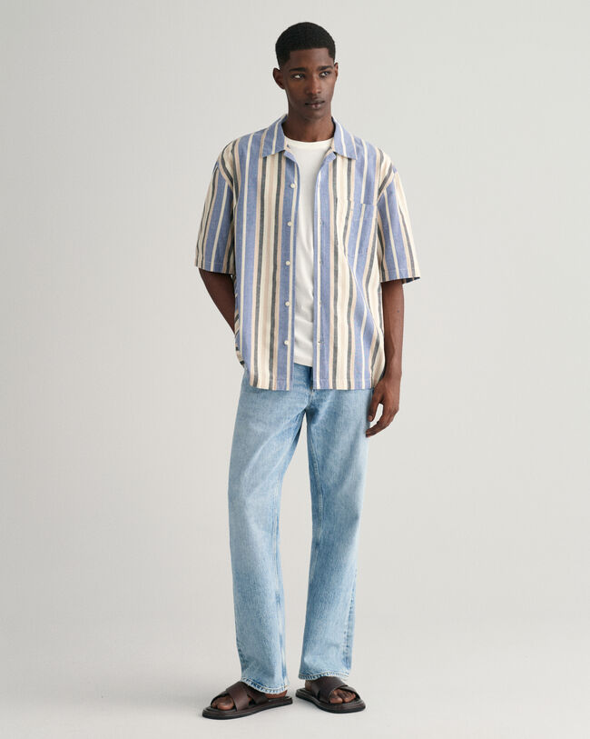 Relaxed Fit hemd met korte mouwen en brede strepen
