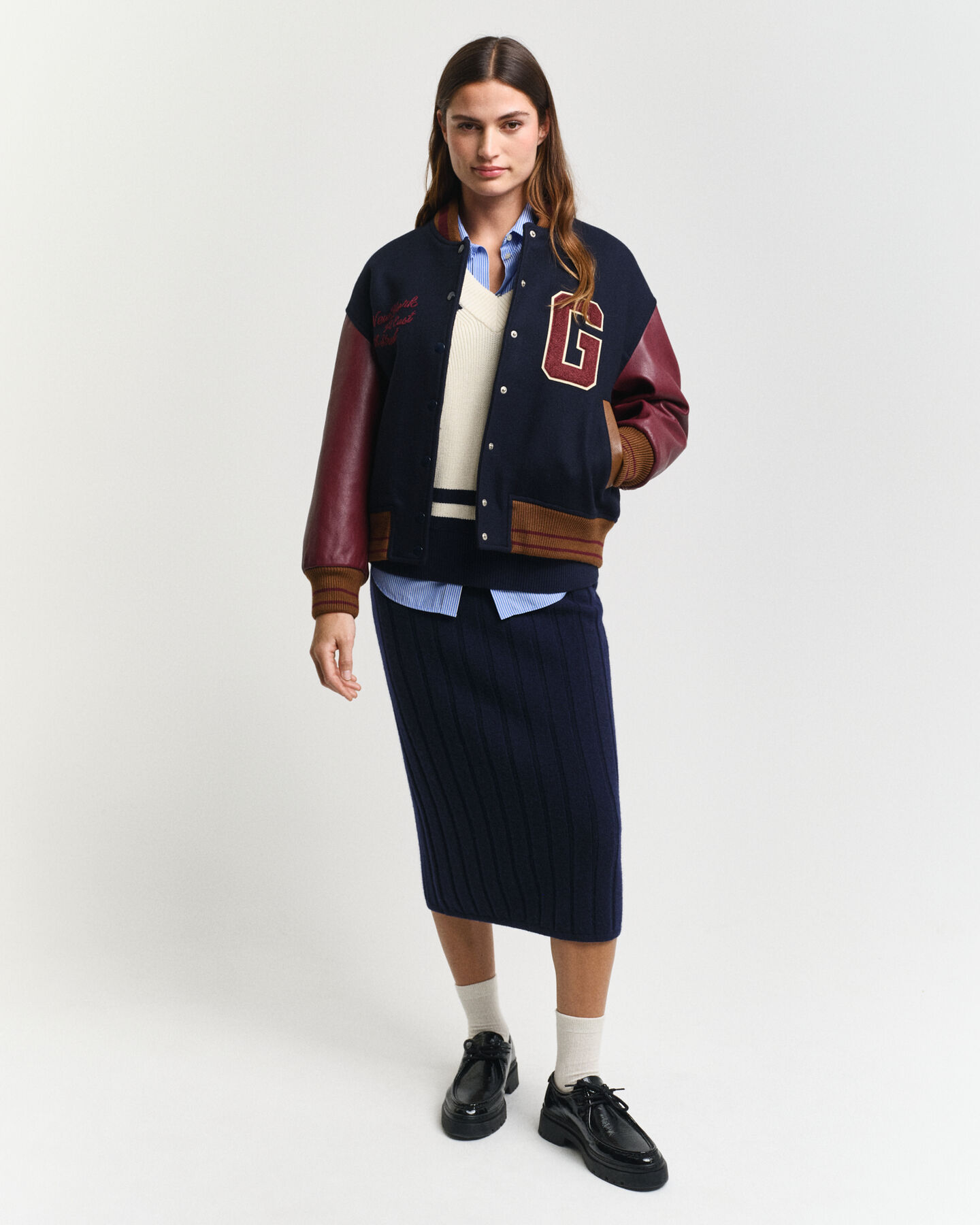 Wollen rok met brede rib