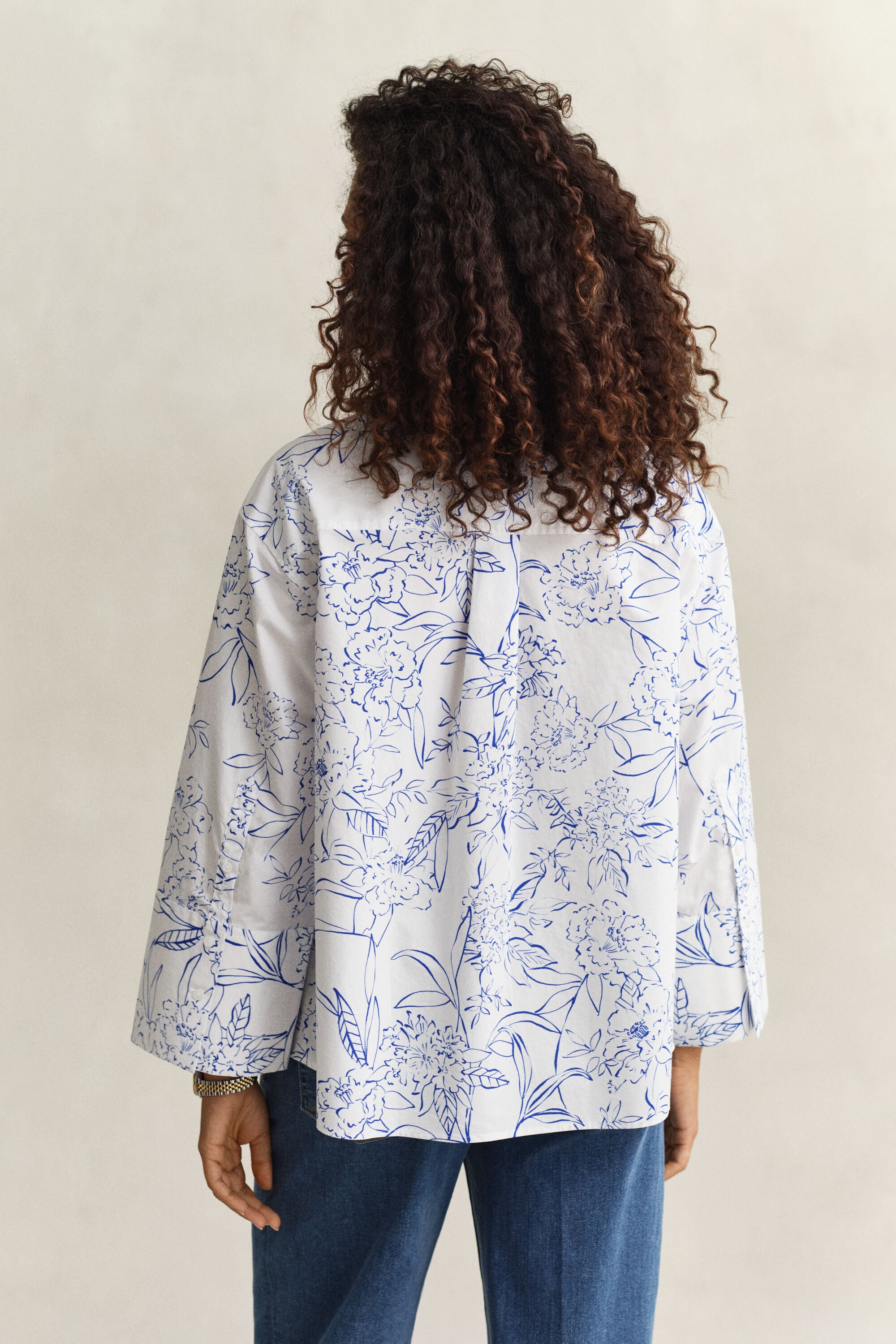 Gebloemd poplin overhemd