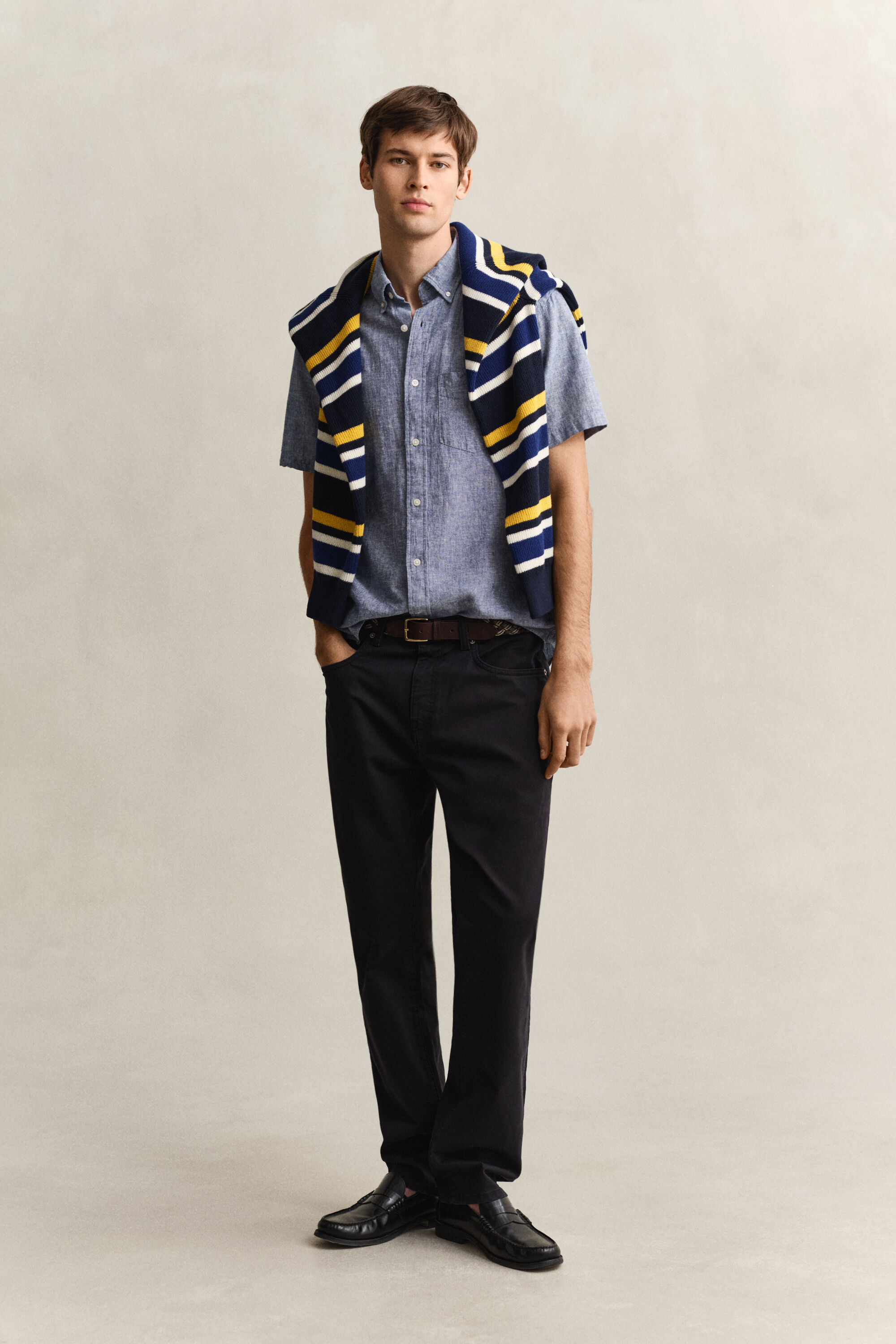 Overhemd met korte mouwen van linnenmix